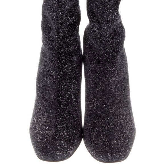 Free People Lola Cruz Gray Glitter Block Heel Sock Booties SEXY Comfortable ❤️🌈 - Picture 2 of 6